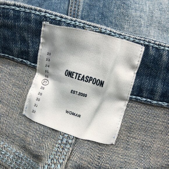 One Teaspoon Womens High Waist Distressed Denim Mini Skirt Size 27 - Picture 4 of 4
